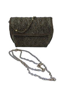 Élégant sac de soirée ethnique en jute et satin pour femmes, pochette de mariage à rabat, motif de pierre artisanal, sangle de chaîne de style tendance - Product Image 4