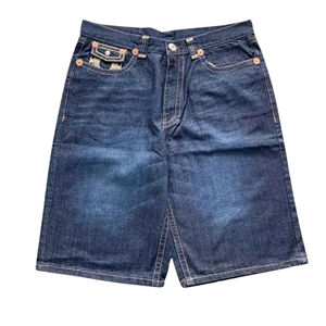 Short en jean à la mode pour hommes, fait sur mesure pour un style urbain et décontracté avec poche - Product Image 1
