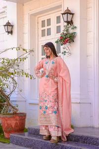 Diseñador de estilo indio pakistaní exclusivo Mono Secuencia de red suave bordado trabajo de piedra Sharara Palazzo traje bodas fiestas - Product Image 3