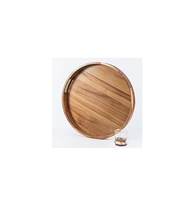 Plateaux ronds en bois fabriqués pour un service de restauration haut de gamme avec une finition durable et un look élégant - Product Image 1