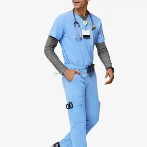 Hoogwaardige Medische Scrubs Pakken Set Snel Droog Ademende Arts Verpleegkundige Werk Uniformen V Nek Scrubs Uniform Sets 2024 Oem Design