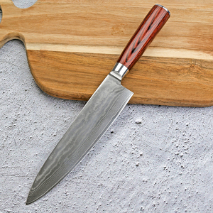 Venta al por mayor personalizado OEM ODM cubertería fábrica profesional Damasco Acero inoxidable cuchillo de cocina de alto carbono con mango de madera - Product Image 5