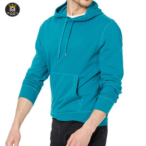 Sweats à capuche surdimensionnés unis avec logo personnalisé OEM Sweats à capuche légers en coton pour hommes - Product Image 4