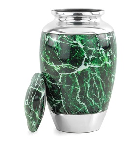 Urna de cremación de metal de 10 "para almacenamiento de restos de cenizas humanas cremadas | Hermosa obra de arte impresa olla funeraria y tarro de cremación - Product Image 1