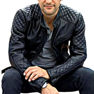 <b>Cafe</b> <b>Racer</b> Style Men's Winter Motorcycle <b>Leather</b> <b>Jacket</b> Turn-down Collar Patchwork Solid Color Zipper Closure Front Logo - Product Image 2