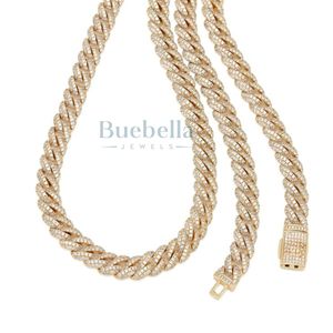 JOYAS BUEBELLA 14K Chapado en oro 925 Plata de ley 10mm Iced Out Hip Hop Miami Cadena de eslabones cubanos Joyería de moissanita para mujer - Product Image 3