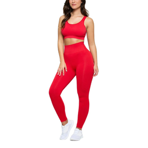 Ensembles de yoga pour femmes Ensembles d'entraînement personnalisés Meilleurs vêtements de gymnastique pour femmes Vêtements de fitness Ensembles de yoga pour femmes en rouge Meilleure qualité - Product Image 1
