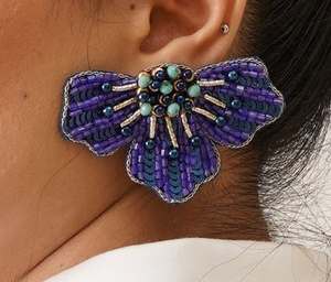 Boucles d'oreilles brodées à la main en cristal, boucles d'oreilles personnalisées multi-perles, bijoux de fête pour femmes au meilleur prix, boucles d'oreilles perlées - Product Image 1