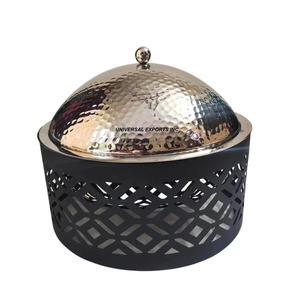 Couvercle martelé de chauffe-plats classique en acier inoxydable noir forme de casserole d'excellente qualité écologique multifonctionnel - Product Image 1