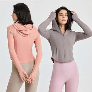 Ensemble de sport et de yoga pour femmes, best-seller, en molleton d'hiver, logo personnalisé sur le devant, coupe ajustée, sweat à capuche zippé intégral et haut court, vêtements de sport - Product Image 1