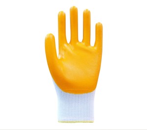 Guantes de trabajo de nitrilo tejidos de poliéster amarillo PN10 medio nitrilo recubierto - Product Image 4