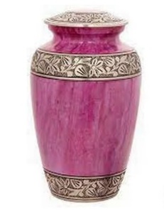 Urne funéraire en aluminium gaufré rose argenté avec design Art déco pour cendres humaines 27x15 pouces - Product Image 2