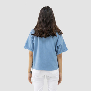 T-shirts en polyester de coton pour femmes à la mode T-shirt en gros de logo de marque personnalisé écologique - Product Image 3
