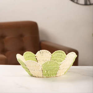 Cesta Tejida a Mano de Colores Mezclados con Detalles de Pétalos para Almacenamiento en el Hogar en la Cocina - Product Image 4