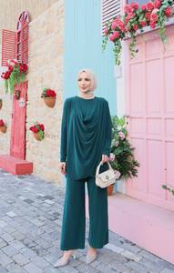 Conjunto de Dos Piezas para Mujer, Estilo Modesto |   Conjunto de Top de Manga Larga y Pantalones |   Moda Elegante y Modesta - Product Image 2