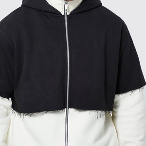 OEM 500 GSM Heavyweight Double Couche Hoodies Personnalisé Noir Et Blanc Zipper Hommes Hoodie Streetwear Y2k Zip Up Hoodies - Product Image 4