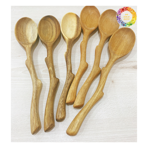 Juego de utensilios de cocina de madera de acacia, cuchara de cocina con mango largo, cuchillo y tenedor de madera de abedul, cuchara de cubiertos de madera de teca natural - Product Image 1