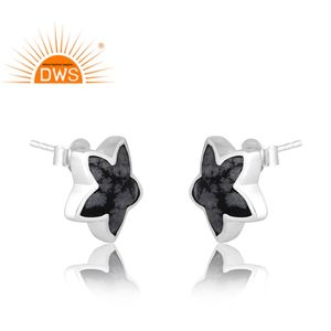 Vente chaude 925 en argent Sterling naturel flocon de neige obsidienne pierre précieuse boucle d'oreille bijoux personnalisés pour les femmes cadeau pour elle - Product Image 3
