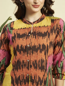 ชุดคุर्ติผ้าฝ้ายพรีเมียมลายดอกไม้สำหรับฤดูร้อนแบบผ่าข้างสั้น พร้อมกางเกงปาลาซโซสำหรับผู้หญิง |   ผ้าที่ระบายอากาศได้ดี |   ชุดลำลองและชุดพื้นเมือง - Product Image 5