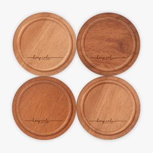 Ensemble de dessous-de-verre ronds en bois massif de haute qualité, design classique moderne, fabriqués à la main, qualité d'exportation supérieure en provenance d'Inde - Product Image 5