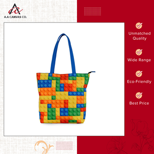 Sacs fourre-tout imprimés personnalisés en toile de coton réutilisable d'excellente qualité/sacs à provisions pour légumes et épicerie de l'exportateur indien - Product Image 5