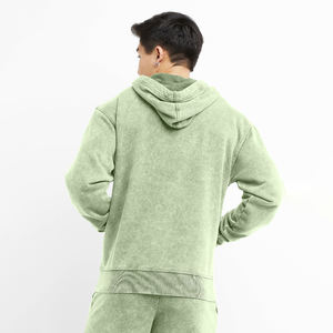 Sweat à capuche brodé avec logo personnalisé hiver polaire surdimensionné délavé à l'acide pour hommes - Product Image 2