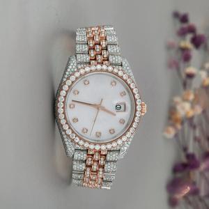 2025 personnalisé entièrement glacé diamant montre avec plein argent luxe personnaliser automatique mécanique montres avec pour hommes - Product Image 4