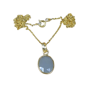 Aqua Calcédoine Pendentif ovale en argent sterling 925 avec pierres précieuses Mars Pierre de naissance Bijoux faits à la main Pendentif élégant Cadeau pour anniversaire - Product Image 1