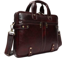 Tas Selempang Laptop Kulit Asli Berkualitas Tinggi Ringan 15.6 Inch Unisex Resleting Poliester