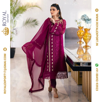 CONCEPTEUR TENDANCE PAKISTANI SEQUENCE BRODERIE COSTUME DE TRAVAIL PENDU ET DUPATTA COLLECTION PAR ROYAL EXPORT