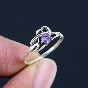 Bijoux pour femmes Bague style boho en argent Bijoux en argent sterling 925 Améthyste Gemstone Tendance Bague faite main Cadeau pour l'amour - Product Image 5