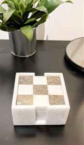 Juego de 6 Posavasos de Mármol Hechos a Mano, Posavasos de Piedra Natural Blanco Gris para Bebidas - Product Image 5