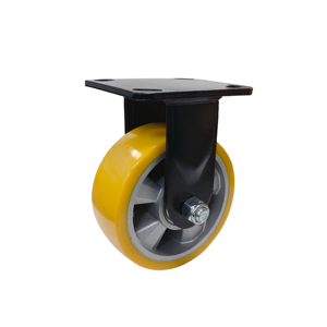 Rueda giratoria rígida con rodamiento de bolas de PU amarillo de 5 pulgadas para servicio medio hecha de poliuretano duradero - Product Image 1