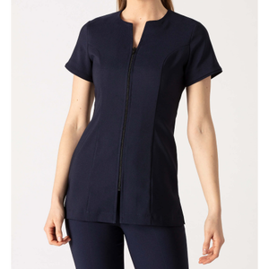 New Fashion Salon Tunic Elastic Nail Hospital <b>Scrub</b> Uniform for Front Zip Knitted Women <b>Plus</b> <b>Size</b> High Quality Customized - Product Image 3