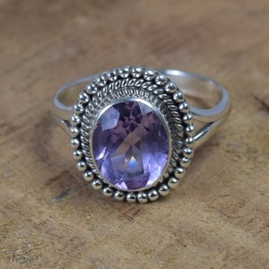 Améthyste Bijoux en pierres précieuses pour femmes Bague en argent style bohème Bijoux en argent sterling 925 Bague tendance faite main Cadeau pour maman - Product Image 1