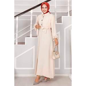 Vestido Hijab elegante de verano con diseño de piedra medio abotonado para niños y niñas tela Abaya de lujo al por mayor para Mujeres Musulmanas - Product Image 4