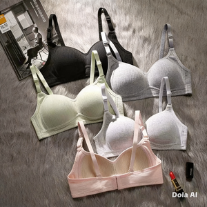 Thin cotton underwear set for students, breathable, with underwire cups, shaping, support, and preventing sagging - Product Image 1