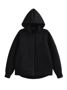 Sweats à capuche unisexes à fermeture éclair avec logo personnalisé-Impression par décharge et tissu éponge teint uni 440g 100% coton écologique - Product Image 4