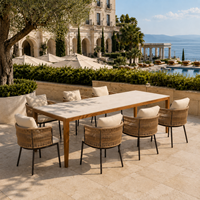 Ensemble de table et chaises de jardin résistant aux UV, en aluminium et corde tressée, pour hôtel, restaurant, café, mobilier commercial