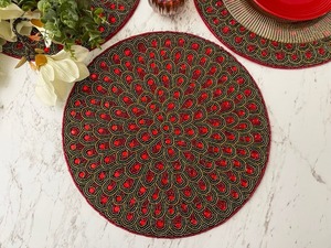 Ventes chaudes MD HANDICRAFTS MD-3875 Set de table brodé à la main en verre perlé classique personnalisable pour la salle à manger, le café, la décoration de la maison - Product Image 3