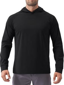 Sweat à capuche d'hiver pour homme en polaire coton/polyester à manches longues, décontracté pour la salle de sport, entraînement, séchage rapide, léger, coupe classique, noir - Product Image 2