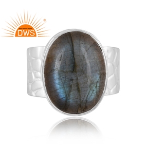 แหวนอัญมณีลาบราดอไรต์ธรรมชาติทำจากเงินแท้ผลิตตามแบบ - Product Image 3