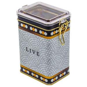 Boîte de rangement en métal motif mosaïque géométrique 75x100x150mm avec fermoir en fil métallique et couvercle transparent pour l'organisation et l'affichage - Product Image 5