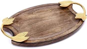 Plateau à collation ovale en bois grand - Product Image 3