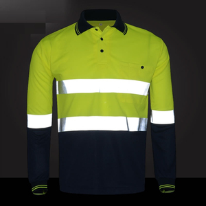Polo reflectante de alta visibilidad, ropa de trabajo fluorescente de manga larga de secado rápido para tráfico, Impresión de logotipo personalizado, seguridad para adultos - Product Image 3