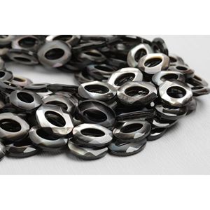 Cadena de Cuentas Sueltas de Concha con Facetas Ovaladas - Product Image 2