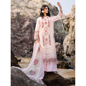 Ensemble 3 pièces Mahnur en chiffon respirant brodé au laser, chemise, dupatta et pantalon non cousus - Collection Printemps/Été - BIC-4762 - Product Image 3
