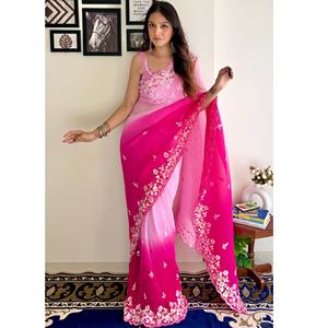 Sari de diseñador elegante con pieza de blusa a juego para fiesta y boda disponible a los mejores precios - Product Image 1