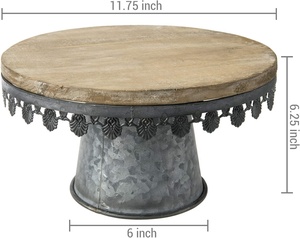 Support à gâteau sur pied galvanisé avec dessus en bois pour servir des gâteaux Support décoratif pour la décoration de fêtes et d'événements Vente à chaud - Product Image 2