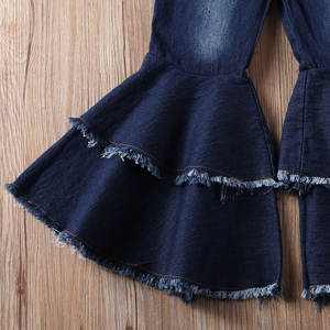 Pantalones de campana para niñas Pantalones vaqueros de pierna ancha Pantalones acampanados de cintura alta Color azul Transpirable Precio barato Pantalones de mezclilla para niñas pequeñas - Product Image 6